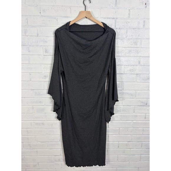 Angelrox Dresses & Skirts - Angelrox Hourglass Dress Womens One Size Gray Cowl Neck Bell Sleeve Stretch USA